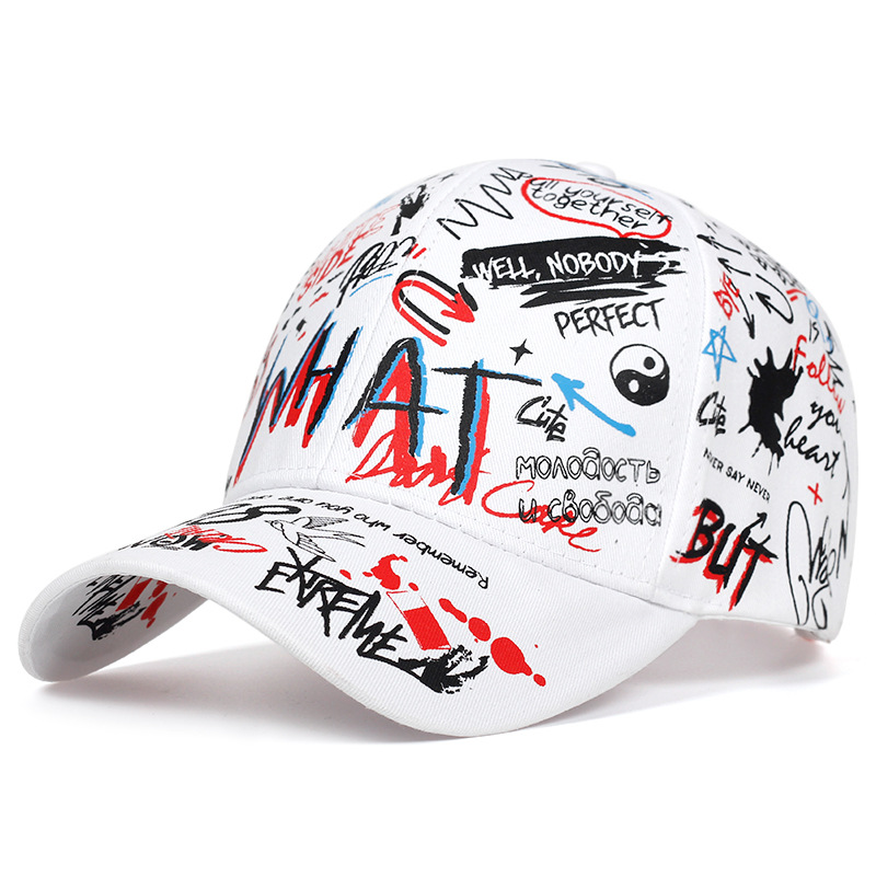 Graffiti-Style Fashion Baseball Cap - Casual Hip Hop Streetwear, Polyester details 5