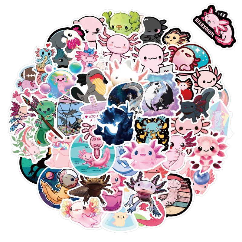 50pcs Waterproof Cute Axolotl Graffiti Stickers For Cars Trucks, Vans