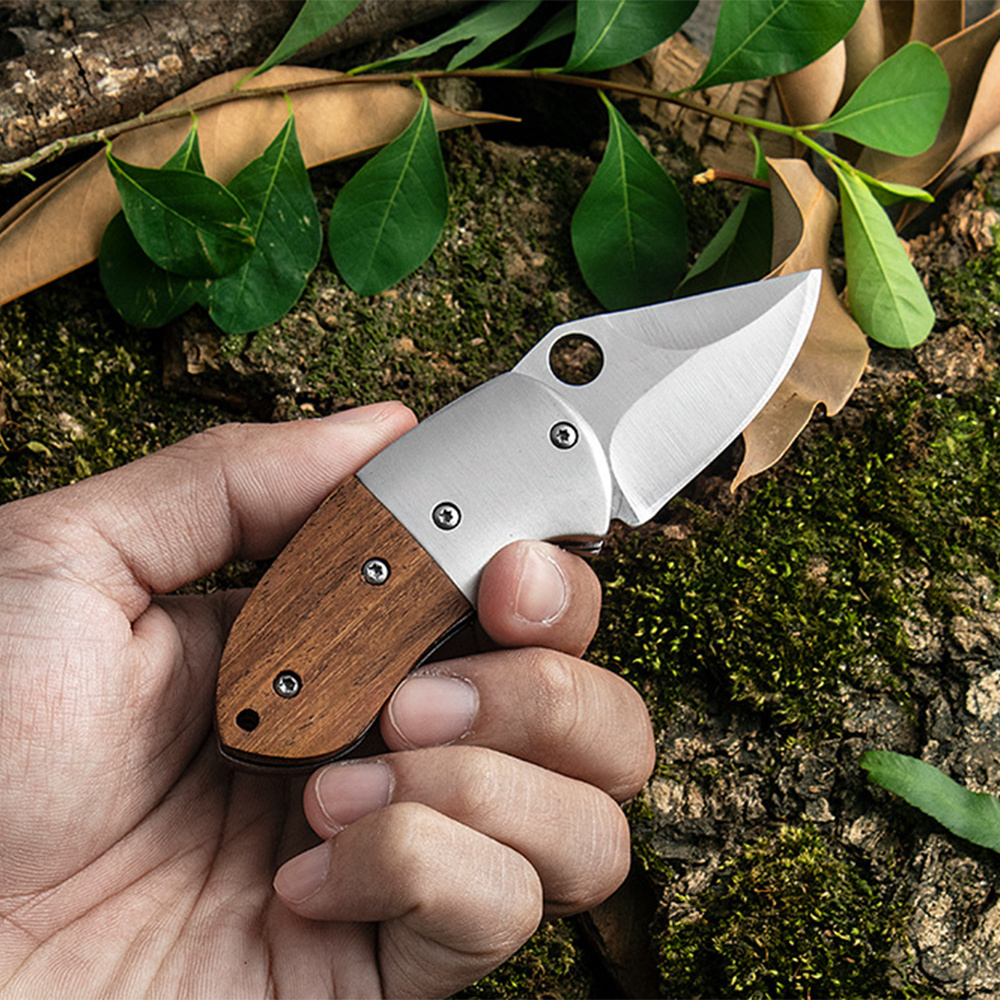 Mini Folding Pocket Knife & EDC Small Knife,2 5CR13MOV Blade,  Wooden Handle with Pocket Clip,Assisted Opening Pocket Knives for Camping  Survival,Cool Gadgets for Men Women : Sports & Outdoors