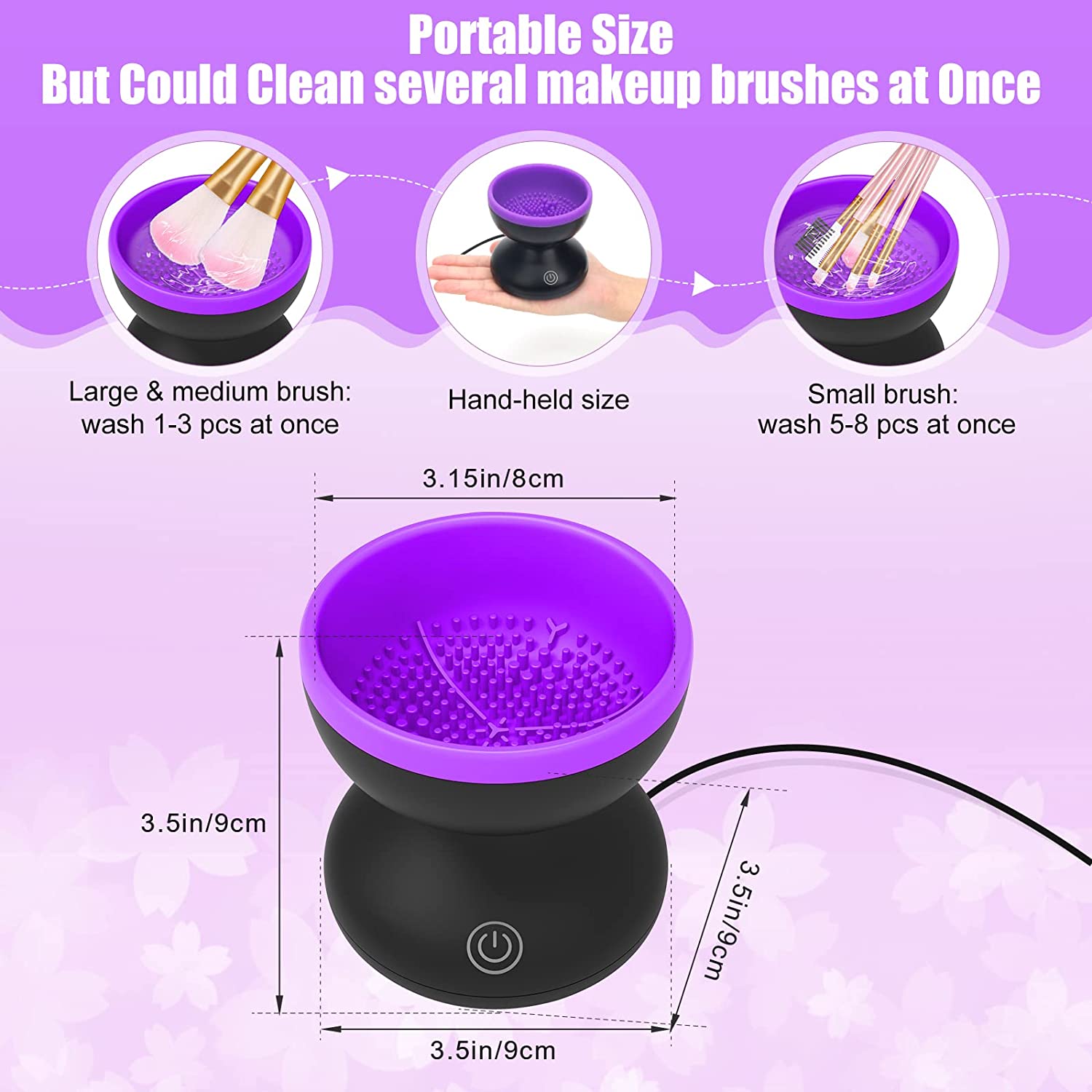 2024 New Brushly Cosmetic Brush Cleaner, Brushy Makeup Brush Cleaner Deep Cleaning USB Powered, Automatic Spinning Makeup Brush Cleaner Fit for All