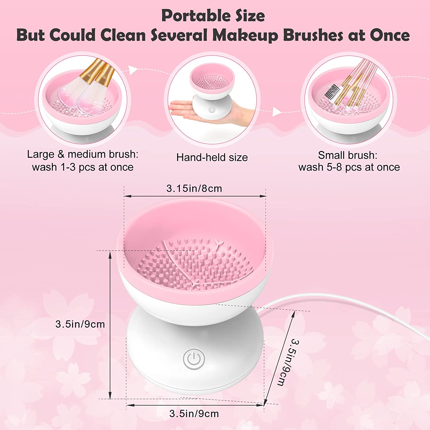  Electric Makeup Brush Cleaner, Abnaok Makeup Brush Cleaner  Machine with Brush Clean Mat, Automatic Cosmetic Brush Cleaner Makeup Brush  Tools for All Size Beauty Makeup Brushes Set, Gift for Women Wife 