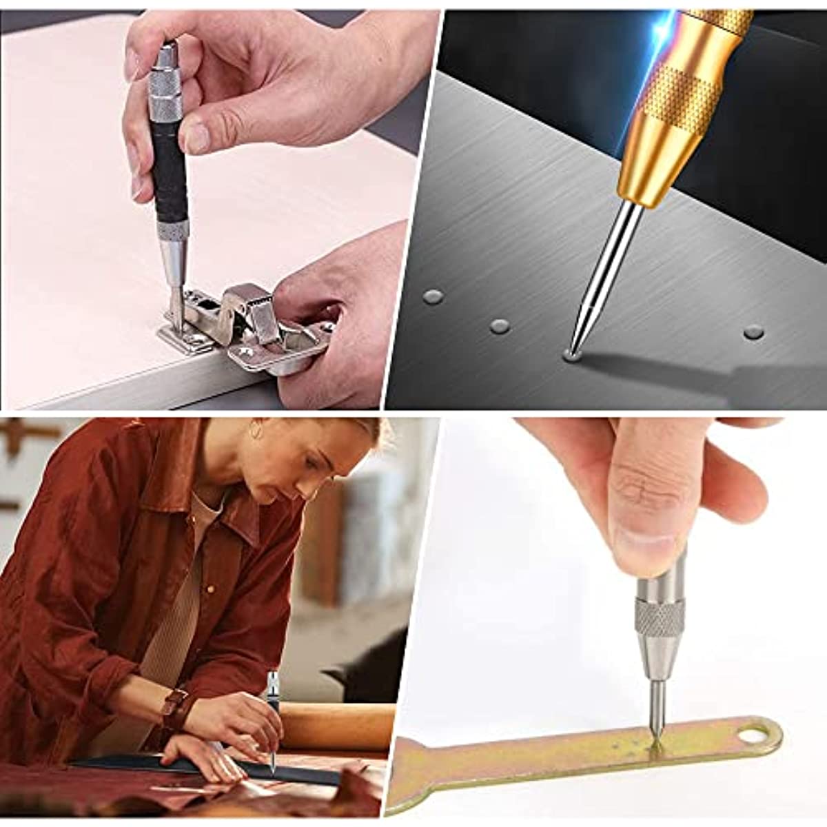 Automatic Center Punch for Metal Scriber Tool - 5 Spring Loaded Window  Breaker Tool Kit Center Hole Punch Metal Hole Punch Heavy Duty - Hole  Puncher