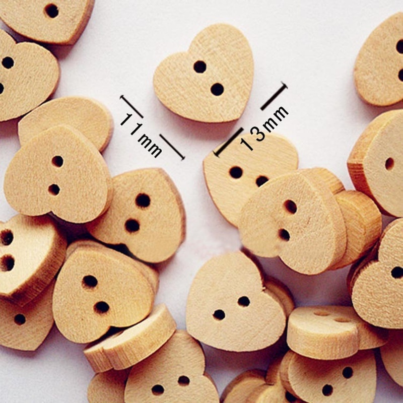 Heart Shaped Wooden Buttons