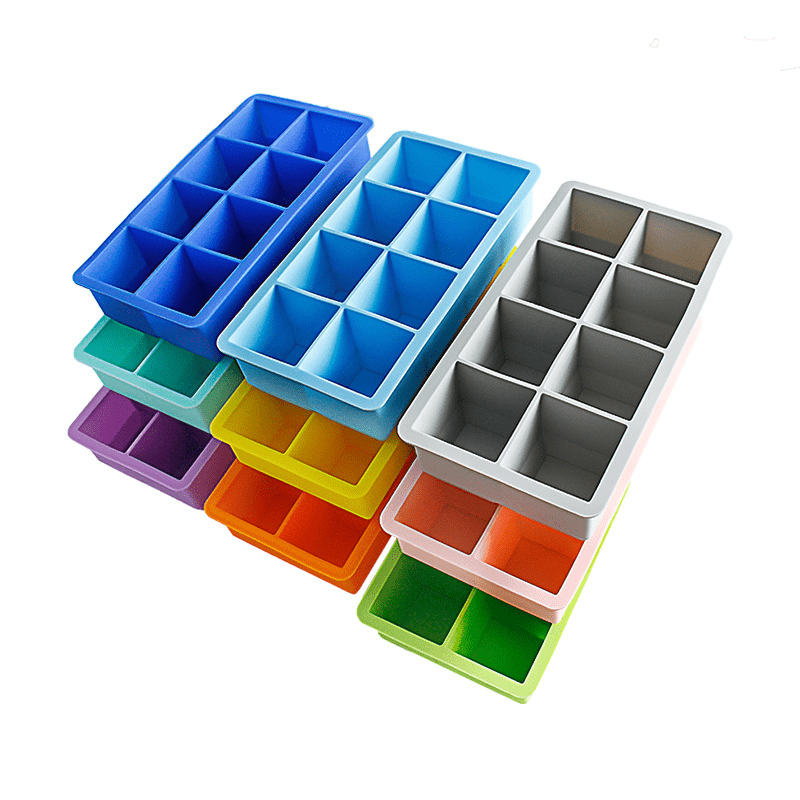 Large Silicone Ice Cube Mold With Lid - 8 Square Holes For Creative  Cocktails And Drinks - Temu