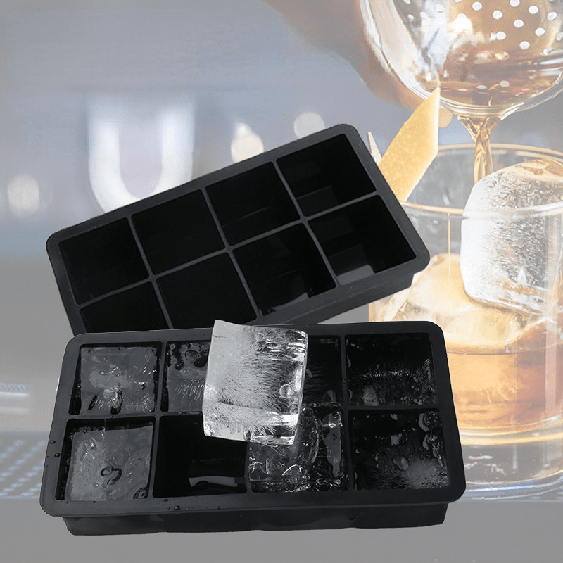 8-Grids Silicone Ice Tray Ice Cube Molds with Lids for Whiskey, Fruit,  Juice, Cocktails, Wine