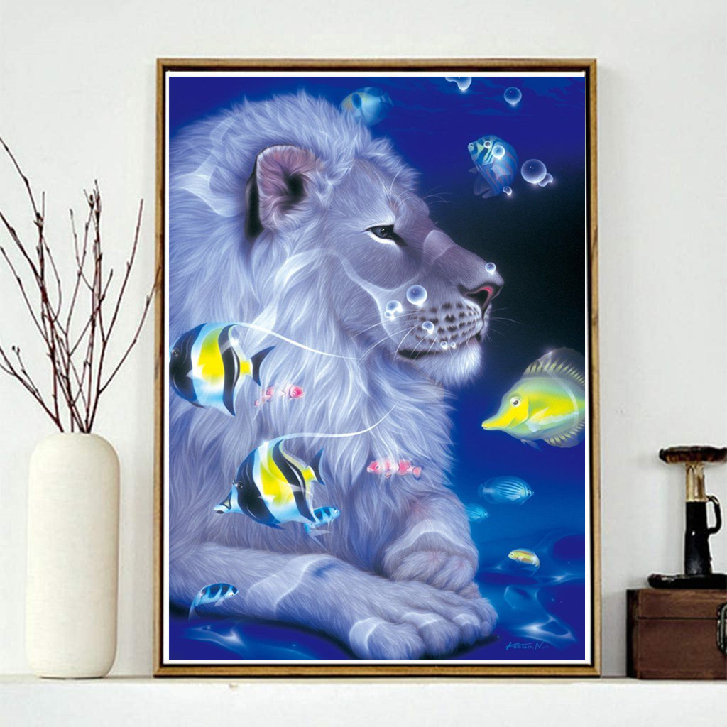 Diamond Painting Kits For Adults Kids Diy 5d Diamond Art Paint With Round  Diamonds Full Gemstone Lion And Fish Diy Diamond Embroidery Crafts Gem Art  Painting Kit For Home Wall Decor Gifts