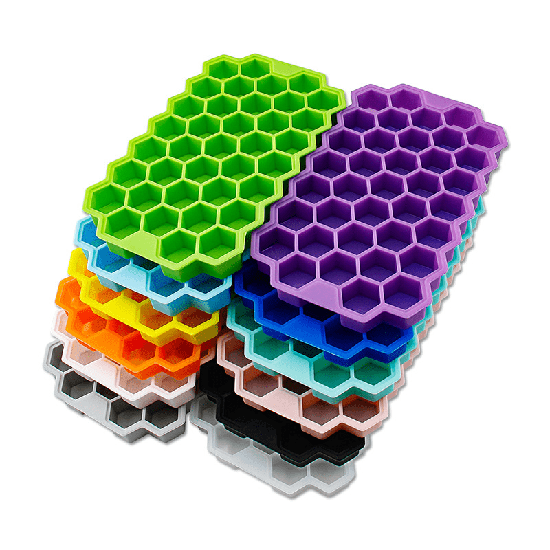 Ice Mold Maker Silicone Ice Tray with Cover Honeycomb Ice Tray Homemade  Model 37 Grid Honeycomb Ice Cube Ice Cream Box