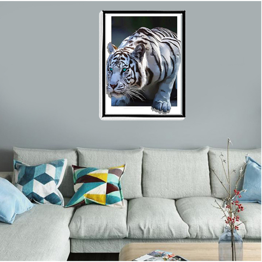 5d Diy Large Diamond Painting Kit For Adult White Tiger - Temu