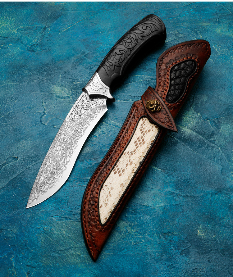 Huangfu Damascus Pattern Chef Knife Outdoor Camping And - Temu