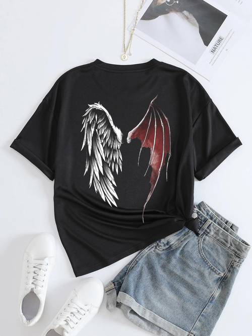 Graphic Print Crew Neck T-shirt, Casual Loose Short Sleeve Fashion Summer T-Shirts Tops, Women's Clothing