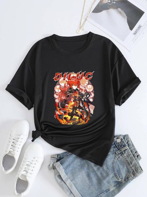 Graphic Print Solid T-Shirt, Crew Neck Long Sleeve Casual Top For All Season, Women's Clothing