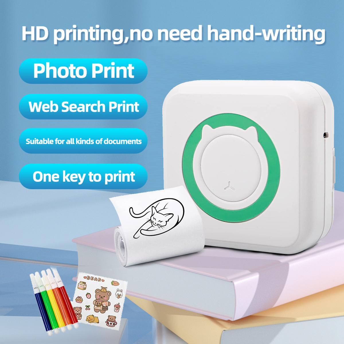 ZAKVOP imprimante, Mini imprimante Portable, imprimante de Poche, Mini  imprimante Thermique, imprimante sans Encre, imprimante Bluetooth et WiFi,  pour Notes d'étude, mémo, Photos - Jaune : : Informatique