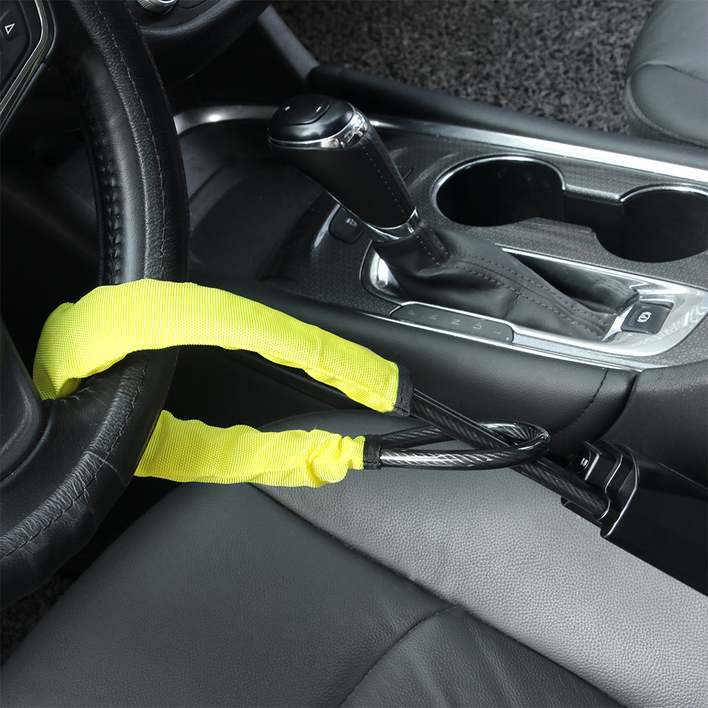 Secure Your Vehicle with a Steering Wheel & Seat Belt Lock - Anti-Theft  Handbag Lock for Most Cars & SUVs - 2 Keys Included (Yellow)