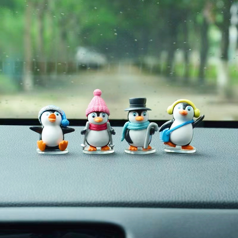 4 Stück Mini Süße Pinguin Figuren Auto Ornamente Auto - Temu Austria