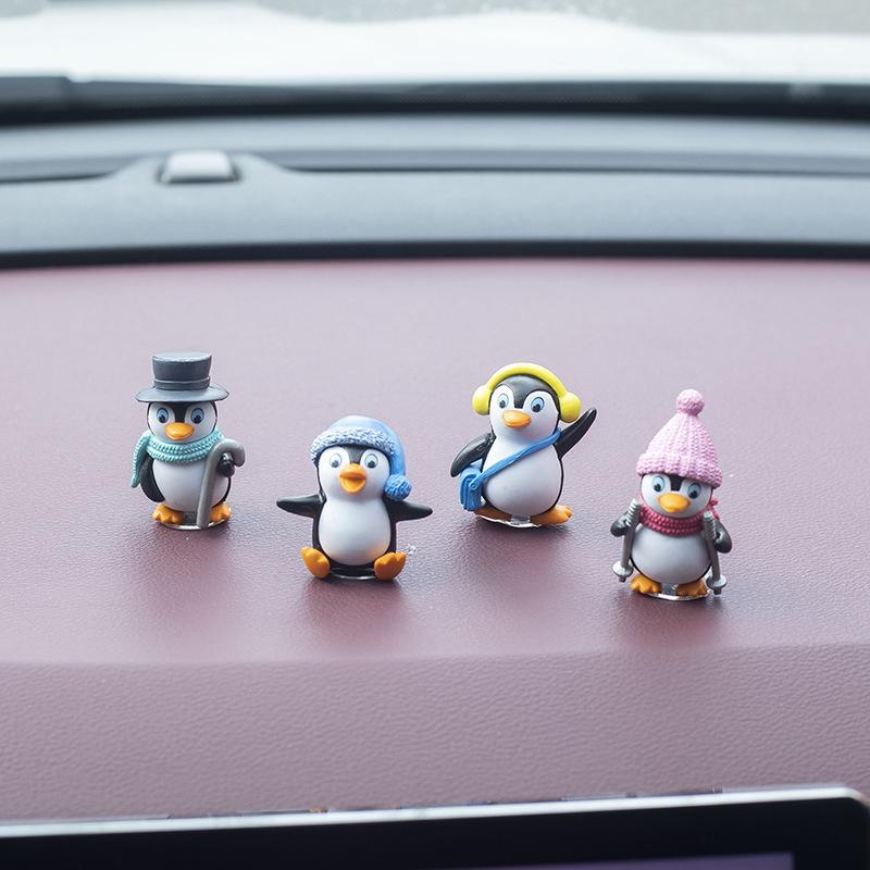 4 Stück Mini Süße Pinguin Figuren Auto Ornamente Auto - Temu Austria