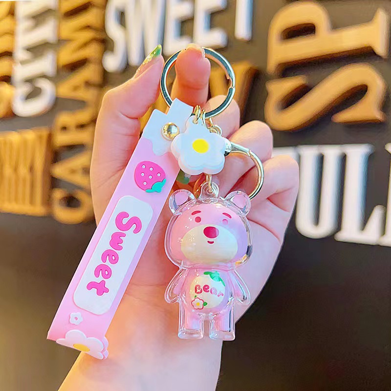 Kawaii Bear Keychain Bear Charms Resin Keychain Pendants Girl Kid Gift DIY  Jewelry Making Women Bag Car Mobile Phone Accessories