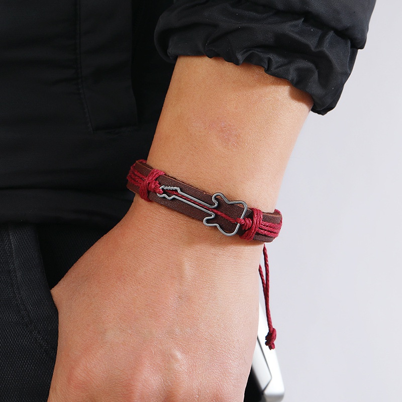 Leather Hemp Rope Hand-Woven Men's Cowhide Bracelet Bracelets