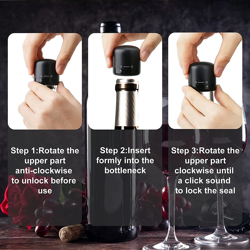InnovaGoods Wein Vakuumpumpe und Weinverschluss (4 stopfen), Winuum  InnovaGoods, verlängert die Haltbarkeit des verbleibenden Weins für bis zu  7 Tage