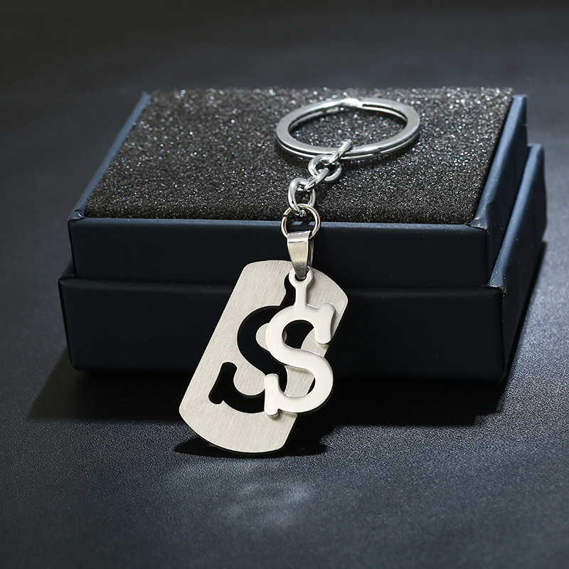 A t Letter Double Layer Keychain Stainless Steel Key Chain - Temu