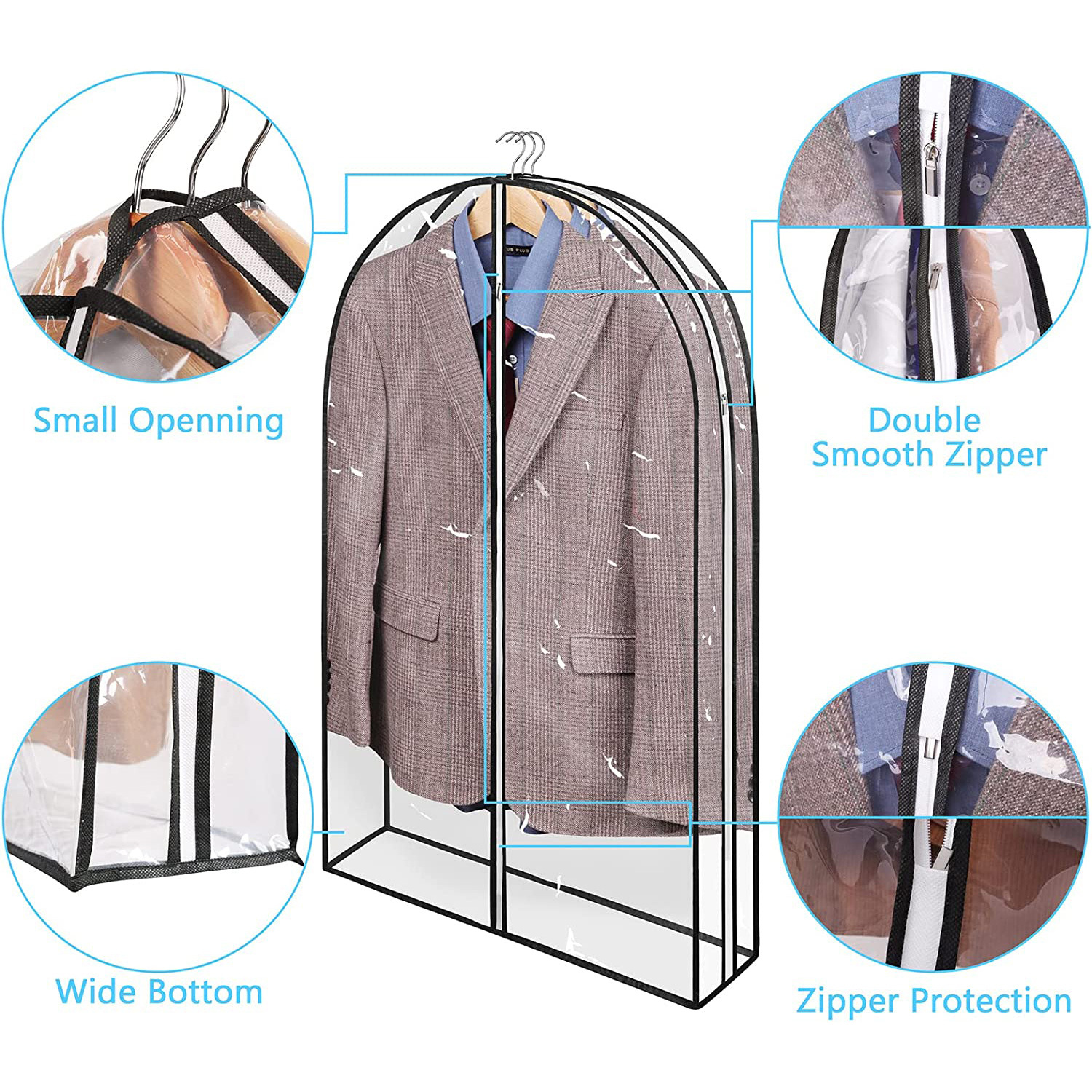 1pc Garment Bags For Hanging Clothes Storage Clear Moisture Proof Moth  Proof Suits Covers Bags For Closet Storage Travel Hanging Clothes Bag For  Coat Jacket Sweater Shirts Home Storage Organization - Home