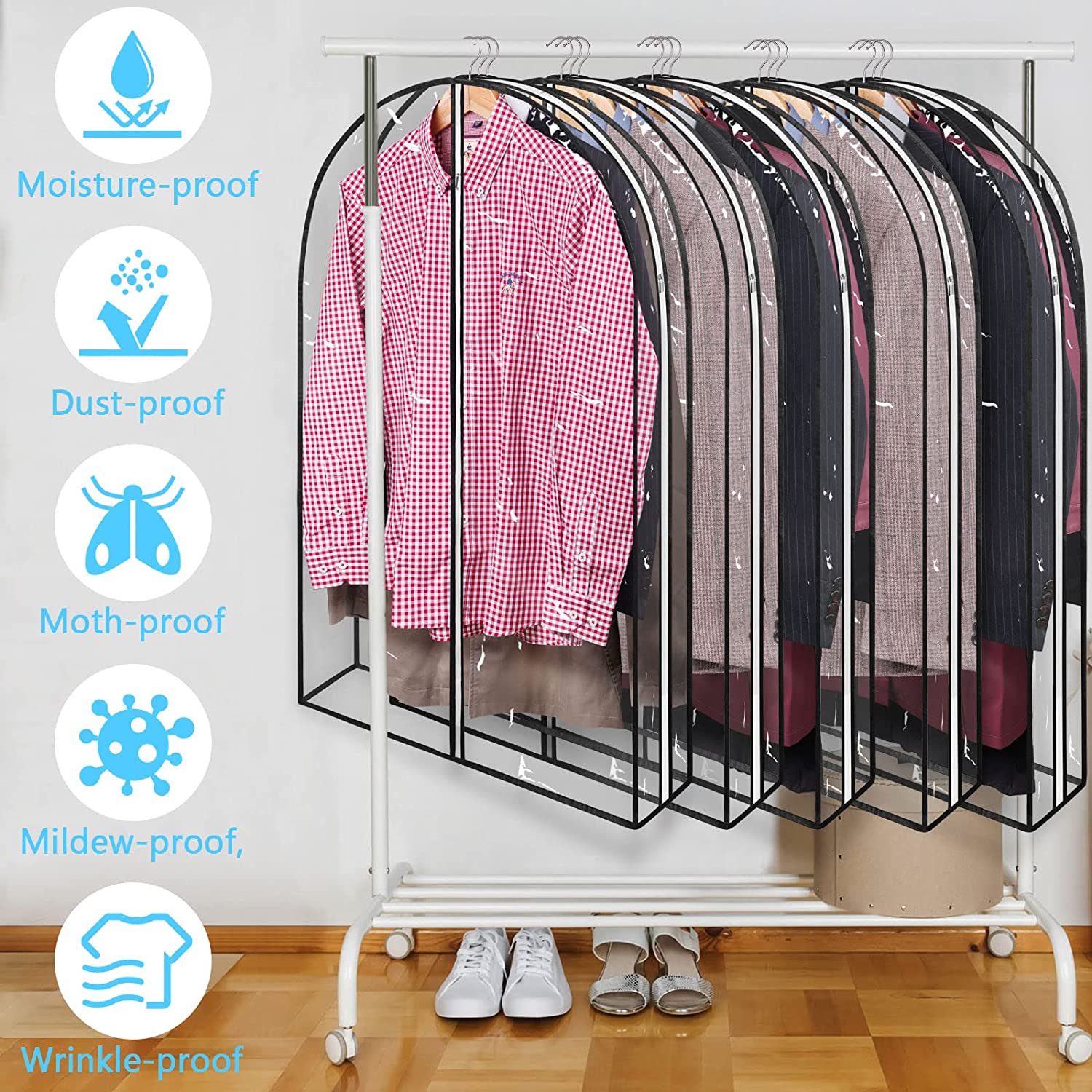 Garment Bags For Hanging Clothes With Gusset Full Clear Moth - Temu