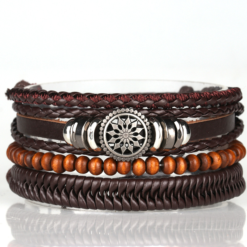 Raw Charm Bracelets Brown - Dark Brown Ruler Double Wrap Leather Bracelet