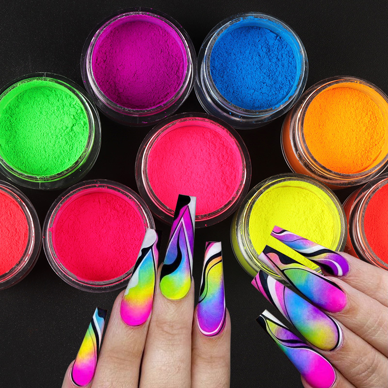 Shining Rainbow Neon Colors Nails Art Fine Glitter Powder Dust