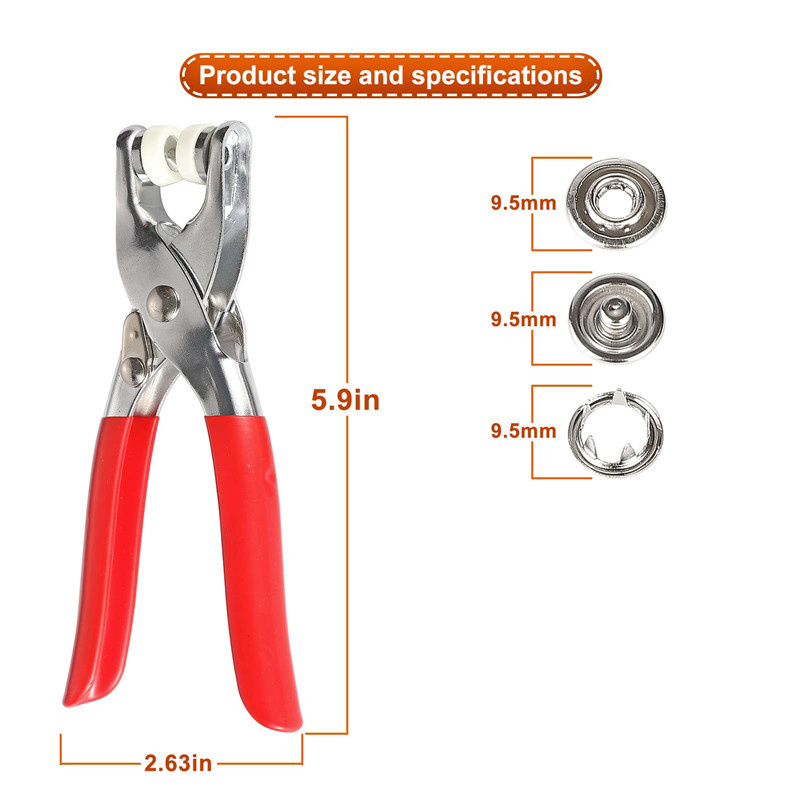 200pcs Snap Button Kit With Pliers Metal Press Studs Tool Kit Stainless  Steel Snap Fastener Kit Accessory for DIY Crafts Clothes 