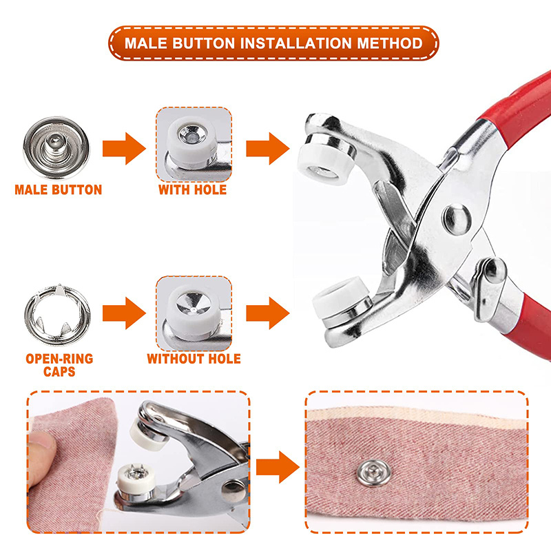 Five-prong Button Installation Tool Snap Tool Kit Metal Snap Ring
