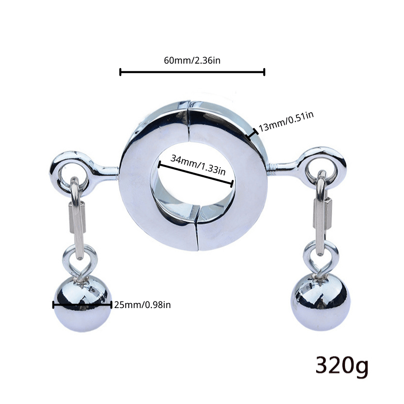 Stainless Steel Testicle Ball Stretcher Heavy Duty Weight Scrotum Cock Ring  Metal Locking Pendant Weight for