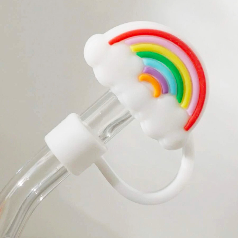 Soft Rubber Straw Cartoon Dust Reusable Straw Dust Plug Cute Milk Tea Cup  Straw Accessories - Temu