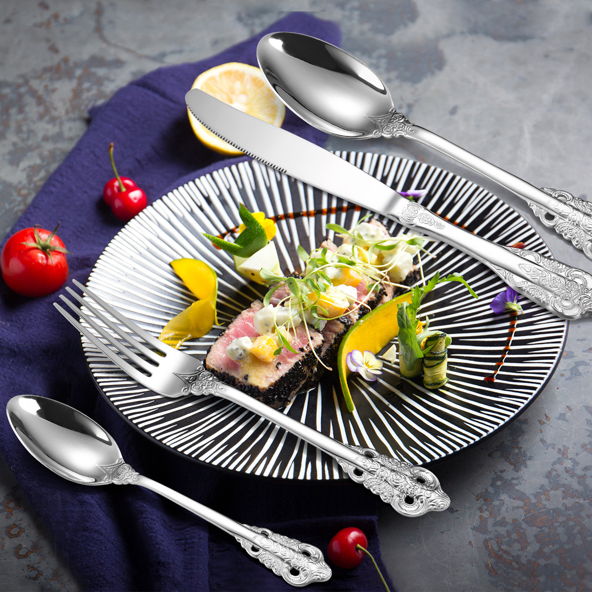 Cutlery Set special Western Steak Flatware With 24 Knives - Temu