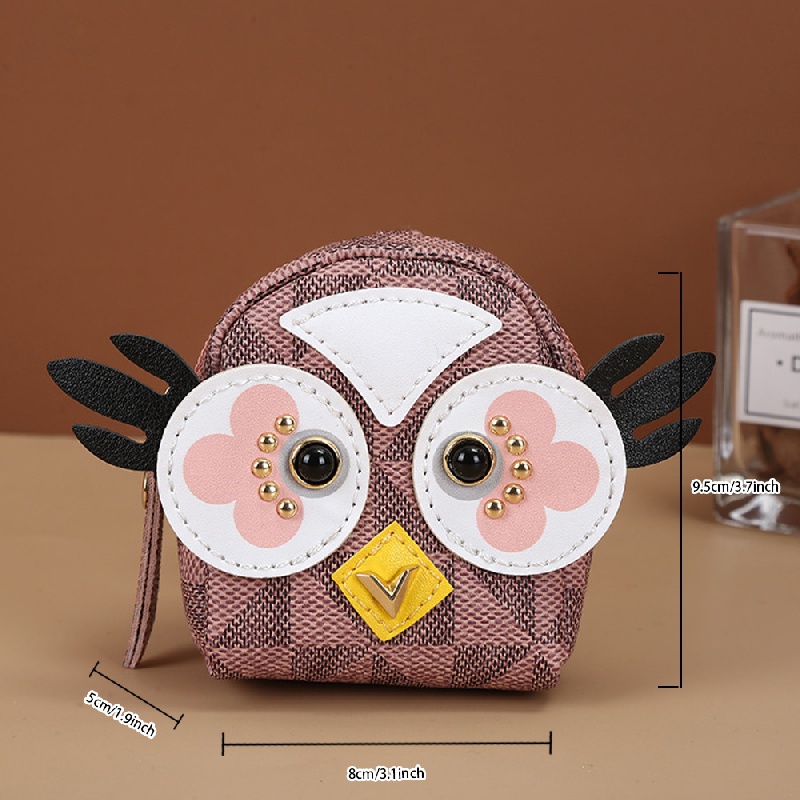1pc Cartoon Mini Owl Coin Purse Leather Cute Girly Heart Car