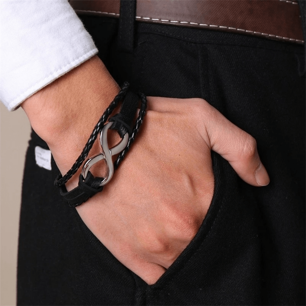 Mens Leather Infinity Bracelet  Bracelet Male Leather Infinity