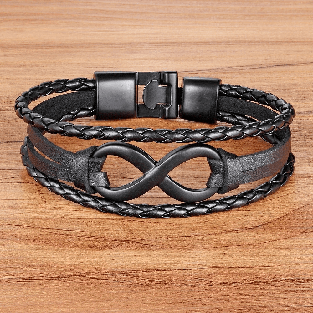 Men's Brown Leather Bracelet Men's Infinity Bracelet 