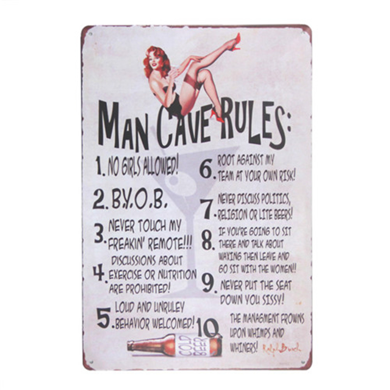 1pc Man Cave Rules Vintage Poster Metal Tin Sign Garage Bar Pub Decor Patio Lawn And Garden Temu 6297