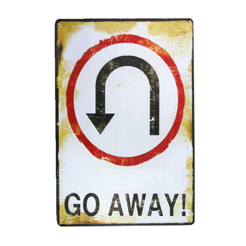 1pc go away warning arrow tin sign vintage metal sign garage signs art decor