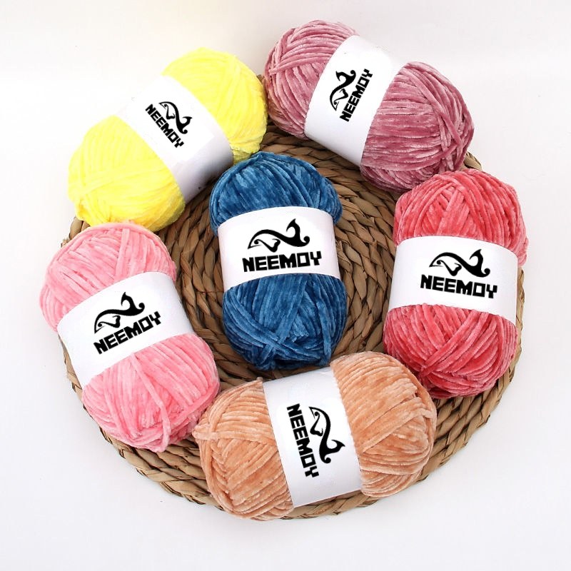 Noarlalf Knitting Supplies Hand-Woven Multicolor Knitting Velvet Crochet  Coral Cashmere Yarn Crochet Yarn for Crocheting 15*10*6 