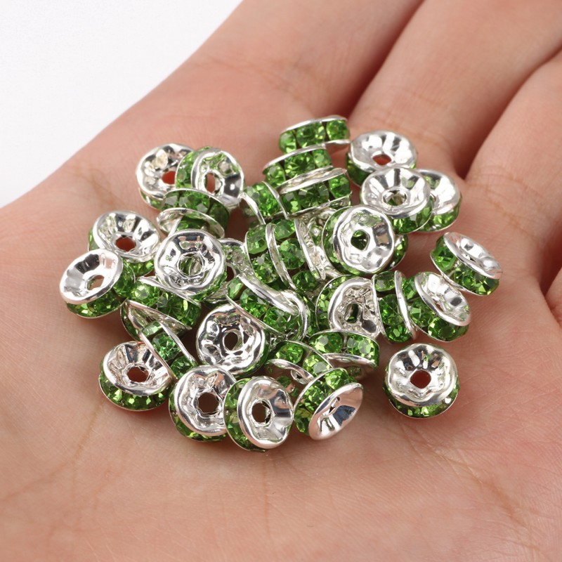 Rhinestone Inlaid Rondelle Round Loose Spacer Beads Crystal - Temu