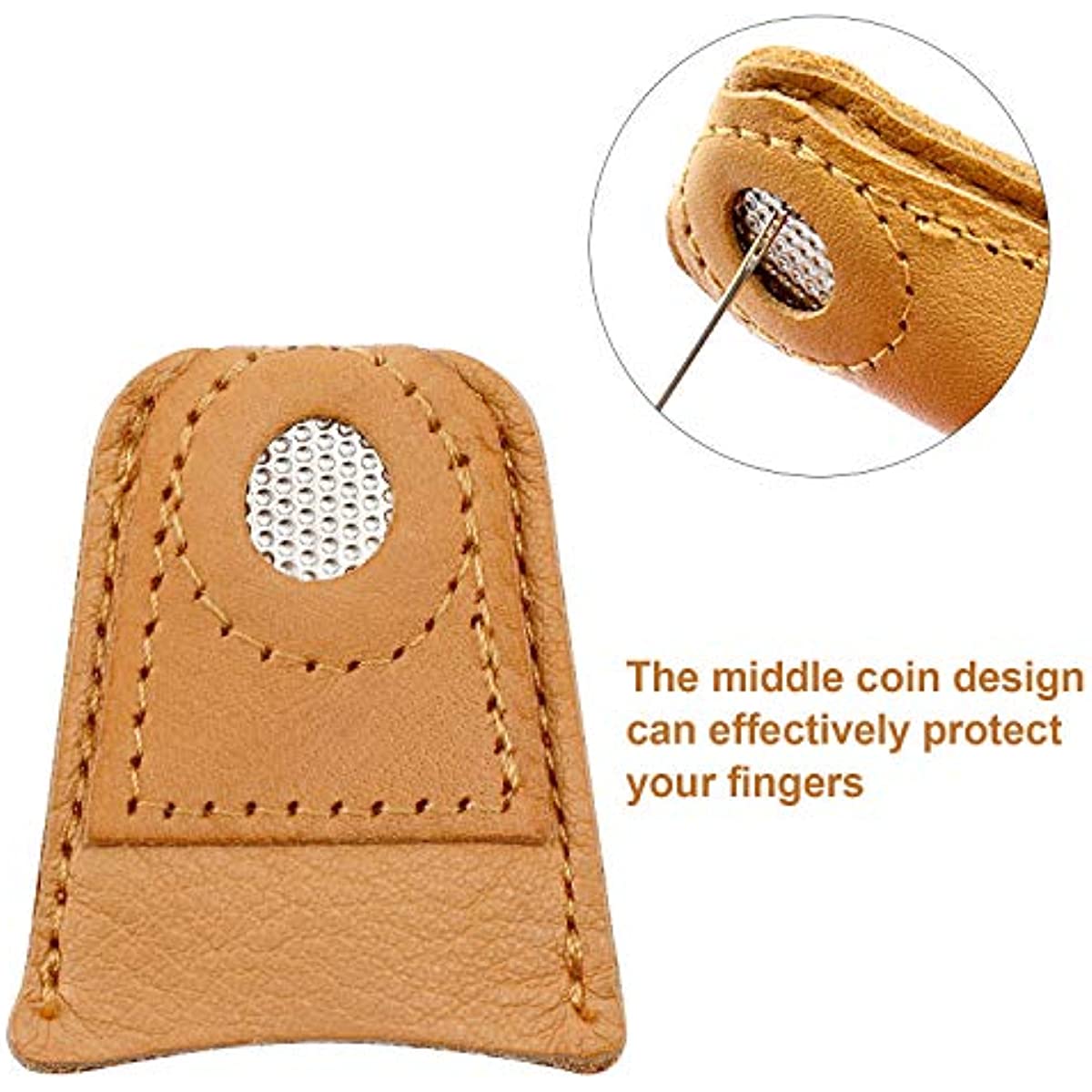 Sewing Thimble Finger Protector, Leather Thimble Sewing Thimble Finger  Protector with Coin Thimble Pad for Hand Sewing Quilting Knitting(M) :  : Home & Kitchen