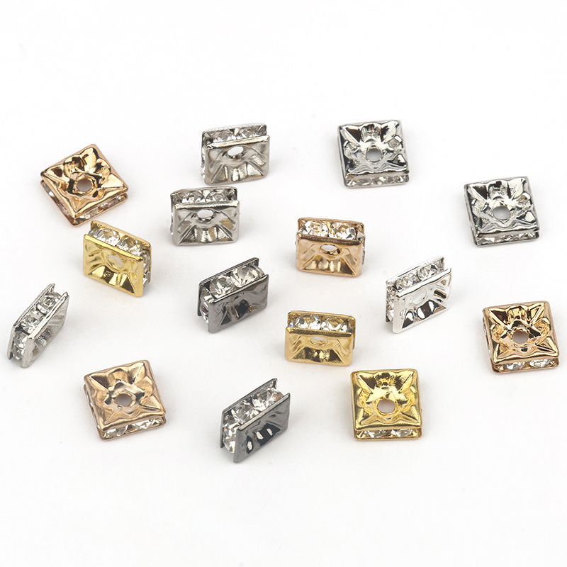 Square Crystal Rhinestone Spacer Beads Jewelry Making Diy - Temu