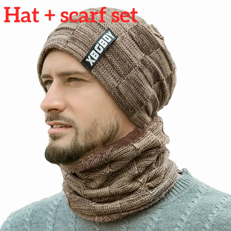 Thermal Fleece Knitted Beanie Hat, Docker Hat and Scarf Set, Warm Soft with Ear and Neck Protection for Men Women Winter Outdoor Fishing Cycling