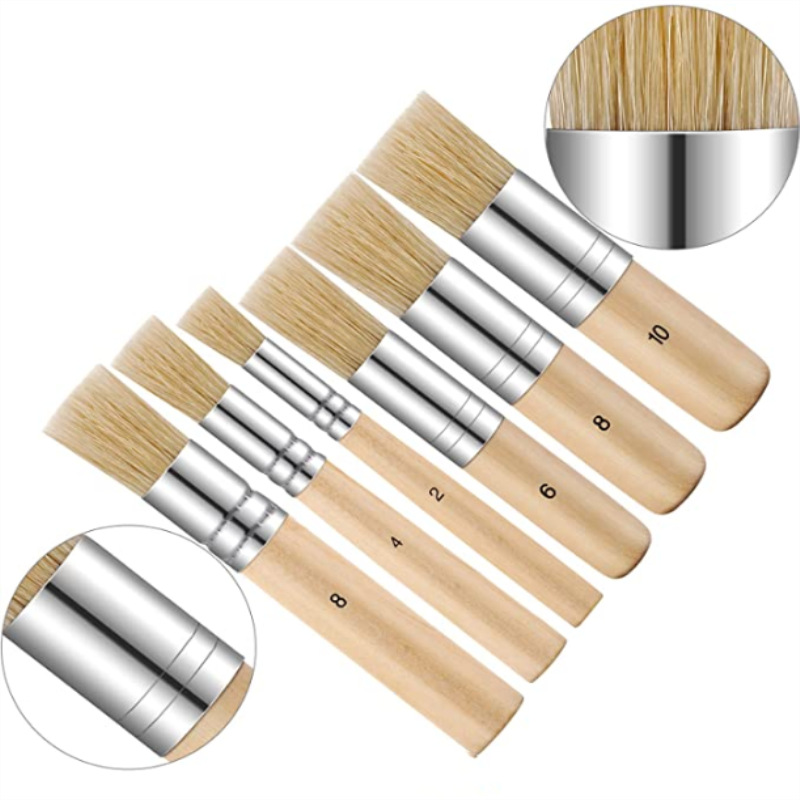 6pcs professional art supplies wooden handle watercolor painting stencil brush   bristle acrylic oil painting brushes