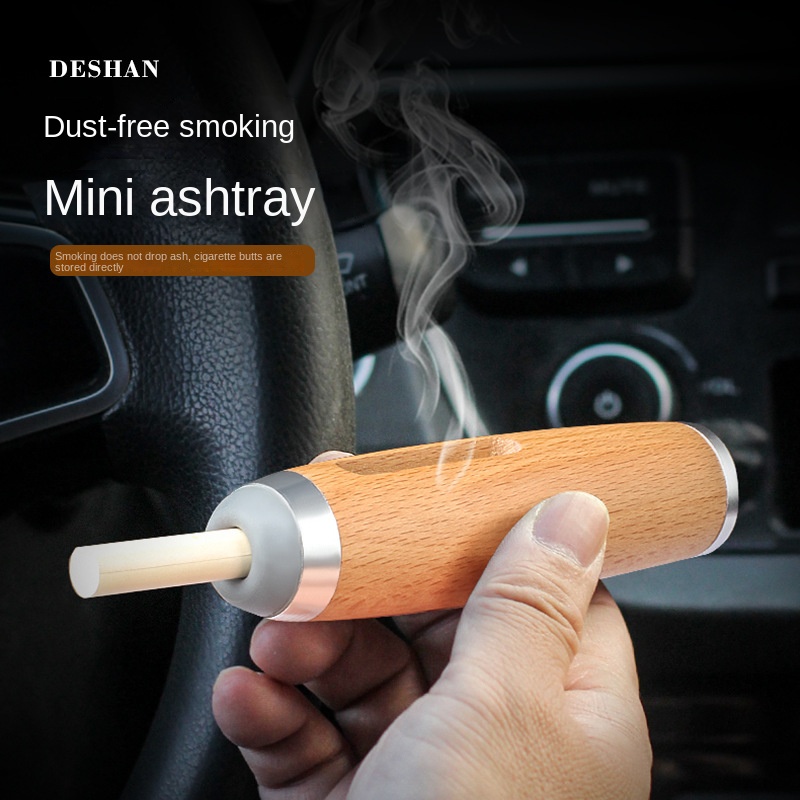 Mini Car Ashtray Wood Non dropping Ashtray Portable Car - Temu