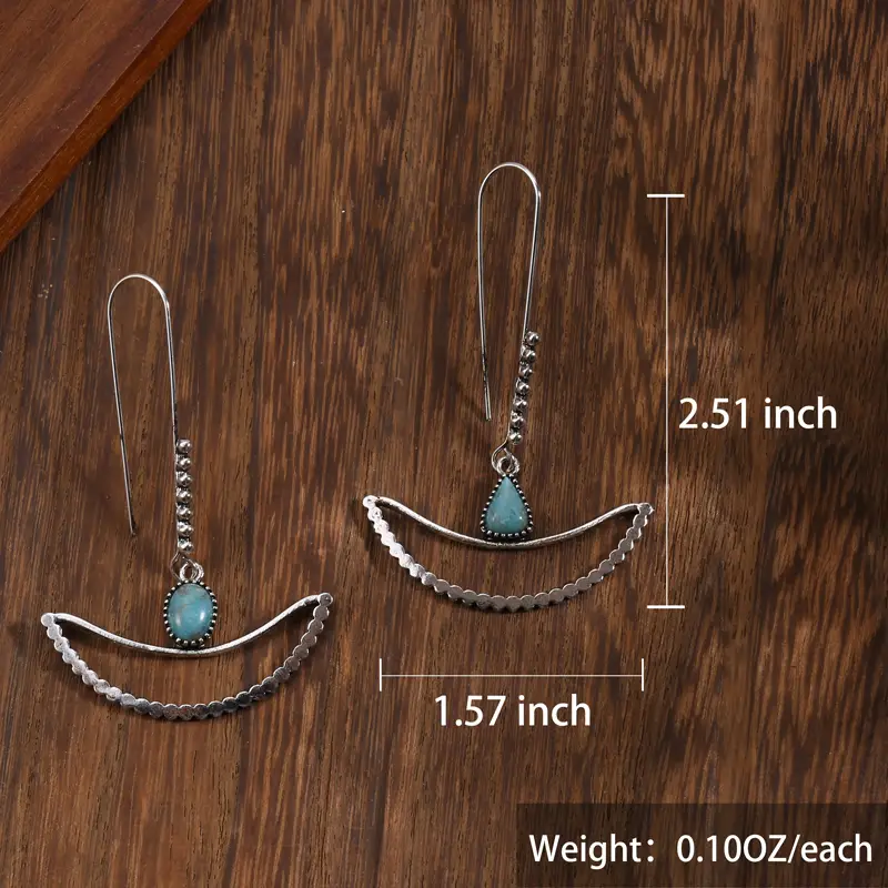 Hollow Moon Drop Earrings Inlaid Synthetic Gems Vintage Hook Earrings Elegant Jewelry Accessories