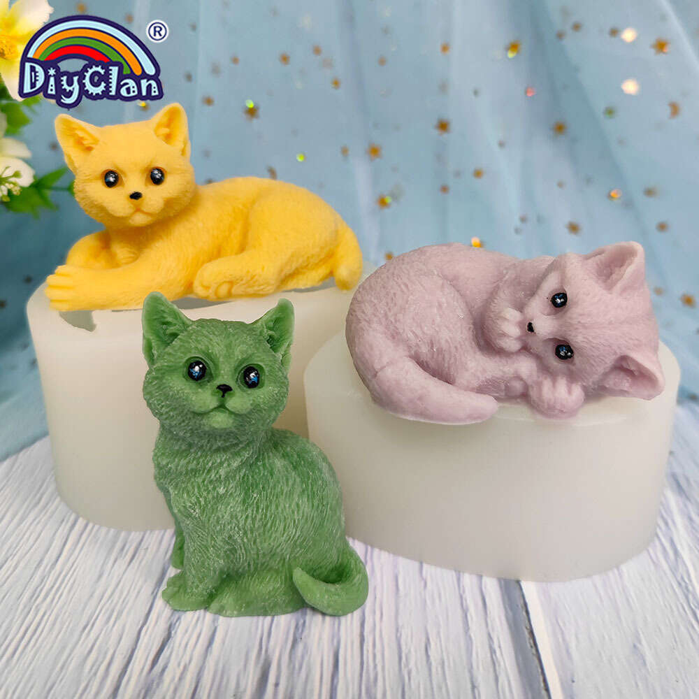 Moldes de silicona para velas de cabeza de gato, moldes de silicona para  velas de gato 3D, molde de jabón de vela de cabeza de gato, moldes de