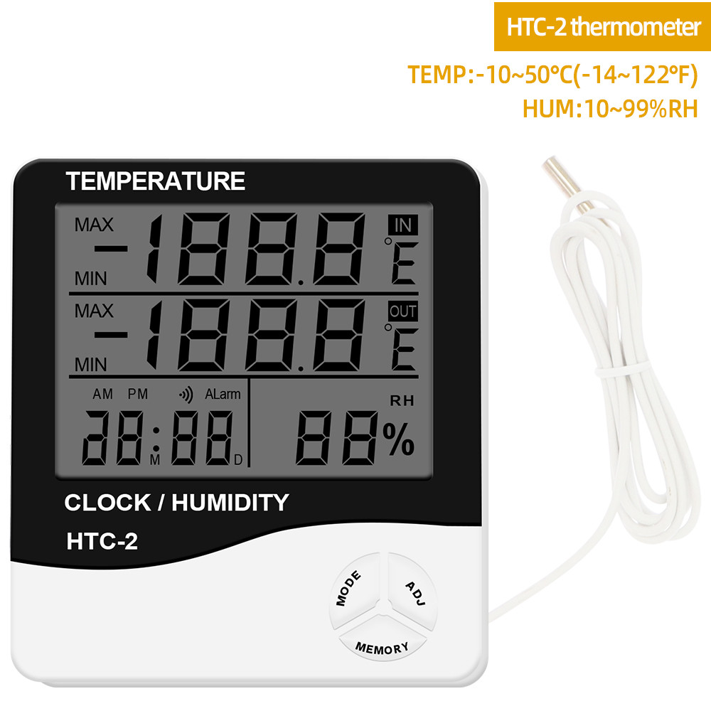 HTC-2 Digital Thermometer Hygrometer Electronic LCD Temperature