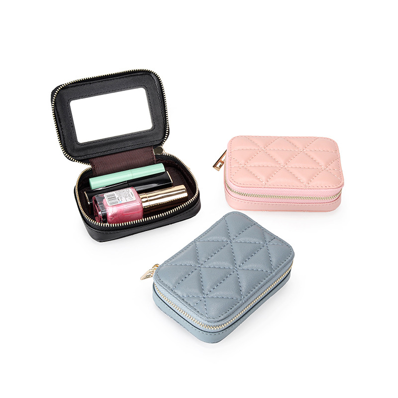  Earnda Lipstick Case for Purse Mini Makeup bag Travel Lipstick  Bag With Mirror Cosmetic Pouch Black : Beauty & Personal Care