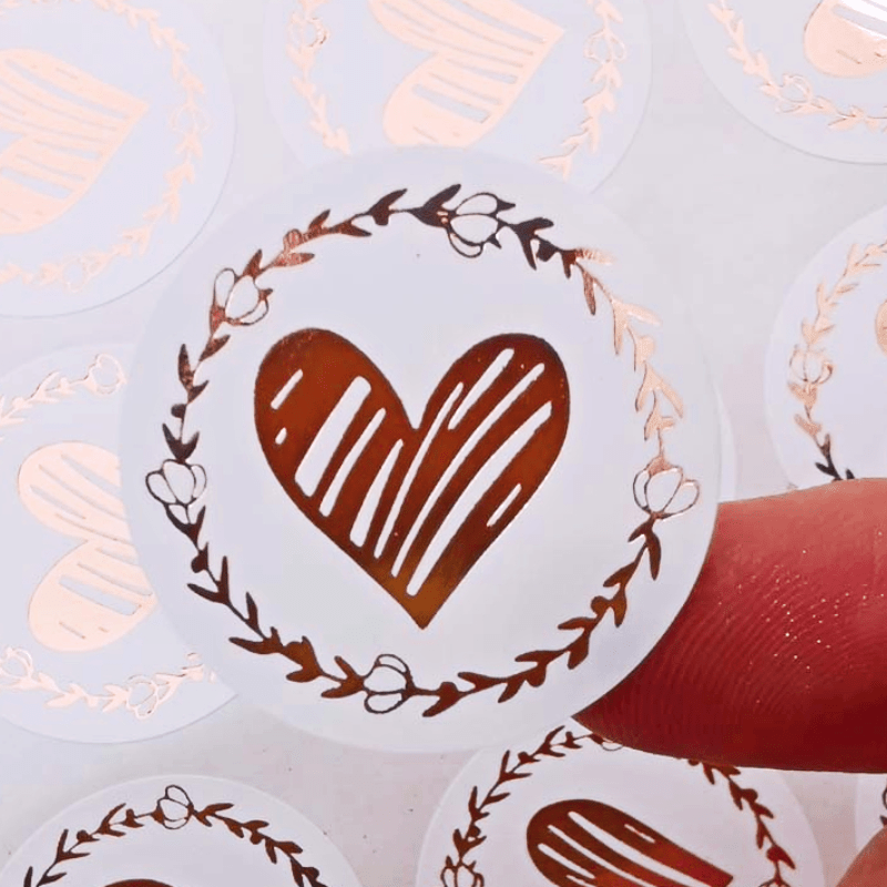 100pcs Heart Envelope Seals, Clear Bronzing Heart Stickers Round Sealing  Sticker For Party Favor Wedding Invitation Card
