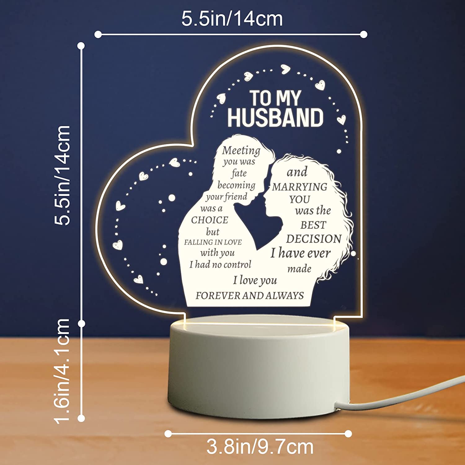  Lámpara de mesa para marido, regalos para marido de parte de la  esposa, regalos de cumpleaños para marido, aniversario para marido, lámpara  de mesa para pareja, regalo de esposa TNT9 